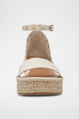 Sandales compensées en cuir - Ecru