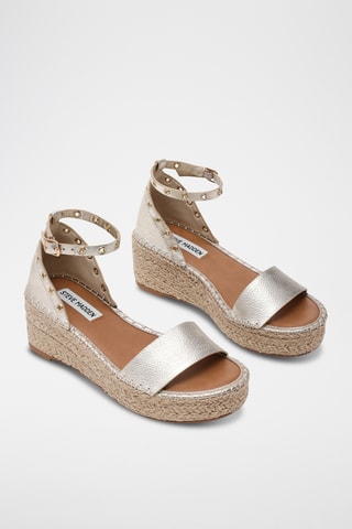 Sandales compensées en cuir - Doré