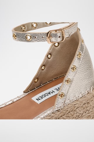 Sandales compensées en cuir - Doré