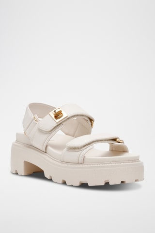 Sandales à talons en cuir de mouton - Ecru