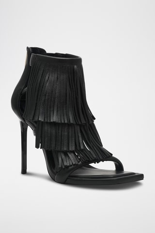 Sandales à talons en cuir - Noir