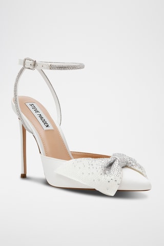 Sandales à talons en satin - Ivoire