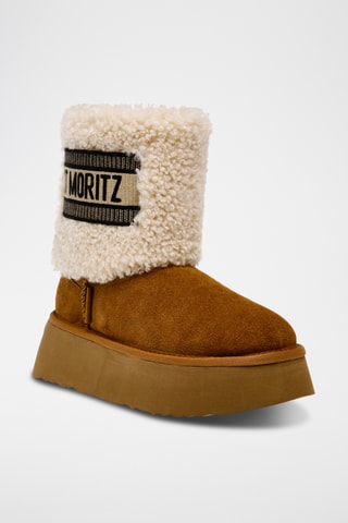 Bottines fourrées en cuir - Camel