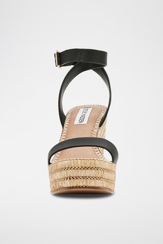 Sandales compensées en cuir - Noir