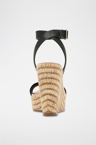 Sandales compensées en cuir - Noir