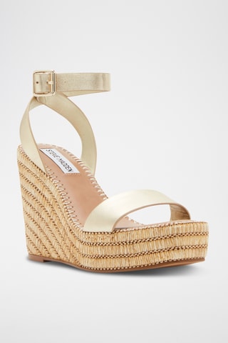 Sandales compensées en cuir - Doré