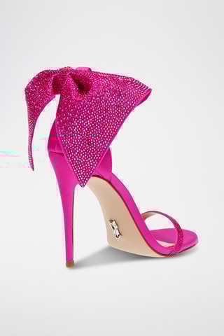 Sandales à talons en satin - Fuchsia