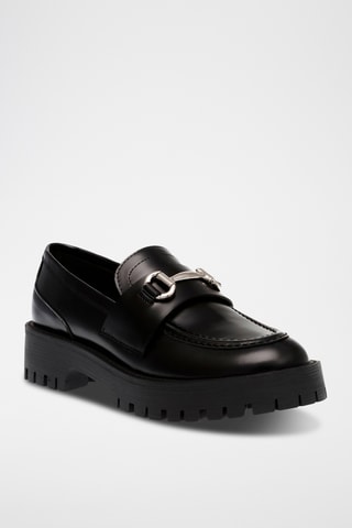 Mocassins plateformes en cuir - Noir