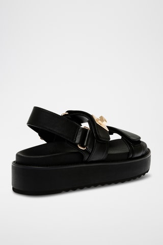 Sandales plateformes en cuir - Noir