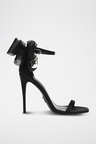 Sandales à talons en satin - Noir