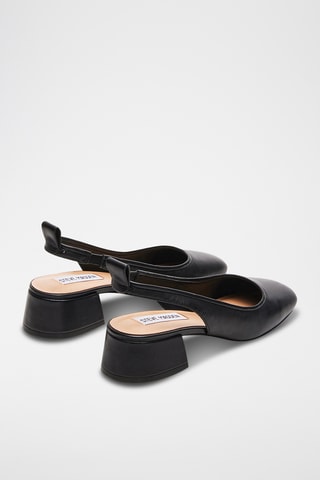 Sandales à talons en cuir de mouton - Noir