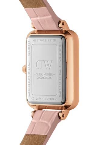 Montre à quartz en cuir et nacre Quadro Pressed - 20 x 26 mm - Doré rose