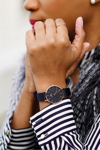 Montre à quartz en polyester Petite Cornwal - Noir et argenté