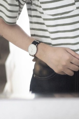 Montre à quartz en polyester Classic Cornwall - Noir et argenté