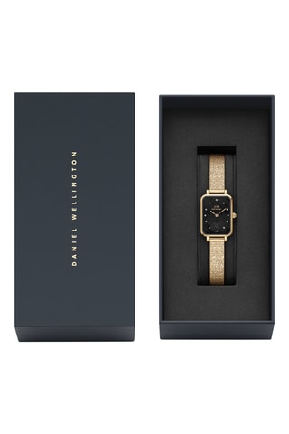 Montre à quartz en nacre et plaqué or jaune The Quadro Lumine Pressed