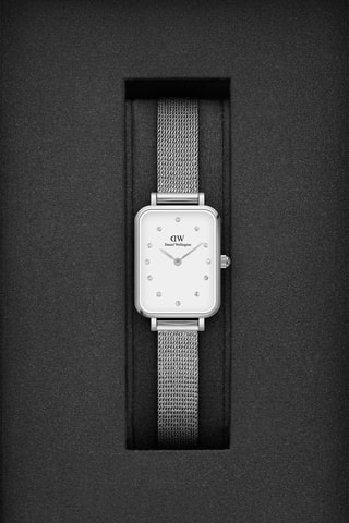 Montre à quartz en acier Sterling - Argenté et blanc - 20 x 26 mm