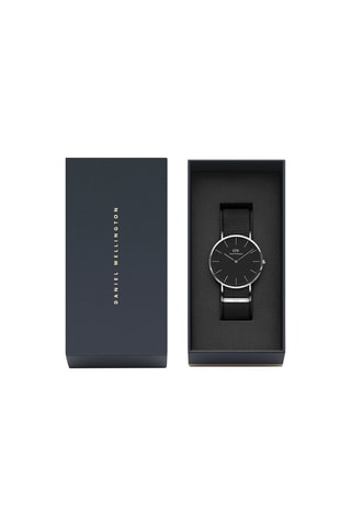 Montre à quartz en tissu Cornwall - Noir et argenté - 40 mm