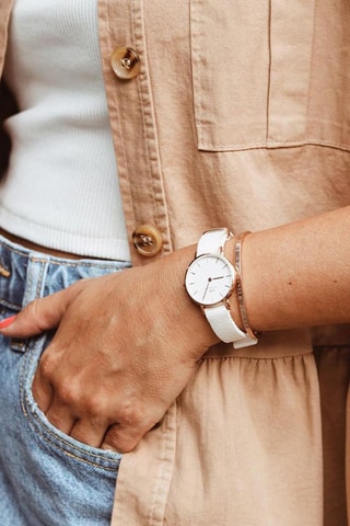 Montre à quartz en tissu et plaqué or rose Dover - 28 mm