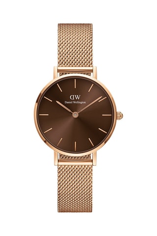 Montre à quartz en acier et plaqué or rose Petite Amber