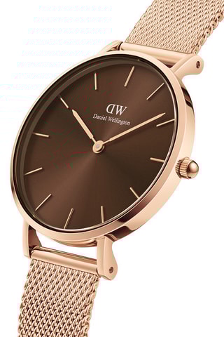 Montre à quartz en acier et plaqué or rose Petite Amber