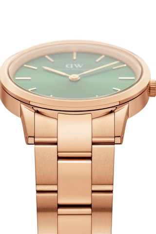 Montre à quartz en acier Iconic Link - 28 mm - Doré rose et vert