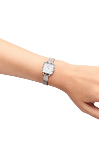 Montre à quartz en acier Studio 22 x 22 mm - Argenté et blanc