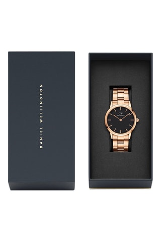 Montre à quartz en acier Iconic Link - 32 mm - Doré rose et noir