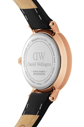 Montre à quartz en cuir Petite 24 mm - Noir et doré rose