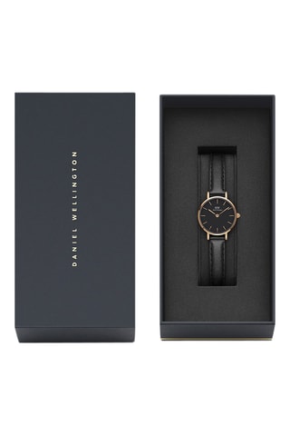 Montre à quartz en cuir et plaqué or rose Petite Sheffield