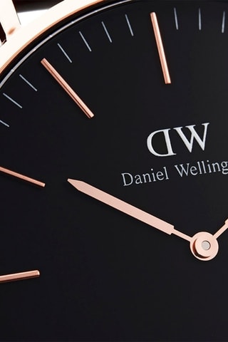 Leren en Doublé Roségoud Quartz Horloge Classic Durham - 40 mm