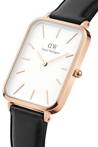 Montre à quartz en cuir Quadro Pressed Sheffield 29 x 36,5 mm - Noir