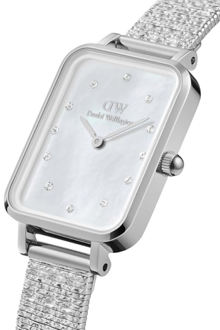 Montre à quartz en acier Quadro 20 x 26 mm - Argenté et blanc