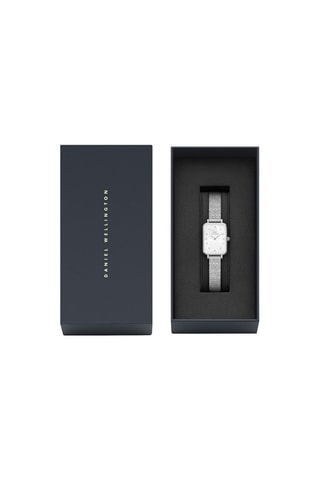 Montre à quartz en acier Quadro 20 x 26 mm - Argenté et blanc