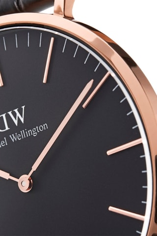 Montre à quartz en polyester Classic 36 Cornwall - Noir et doré rose