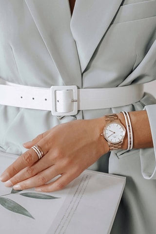 Montre à quartz en acier inoxydable Iconic Link 28 - Doré rose