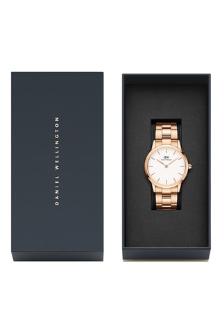 Montre à quartz en acier inoxydable Iconic Link 28 - Doré rose