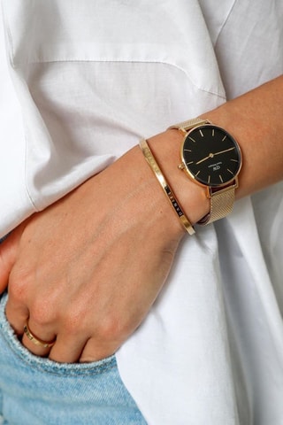 Montre à quartz en acier inoxydable Petite 28 Evergold - Doré et noir