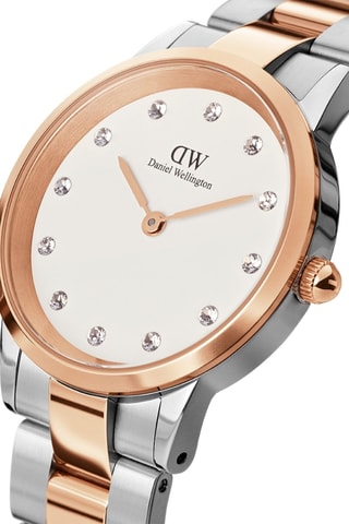 Montre à quartz en acier inoxydable Iconic Link Lumine - Argenté et doré rose