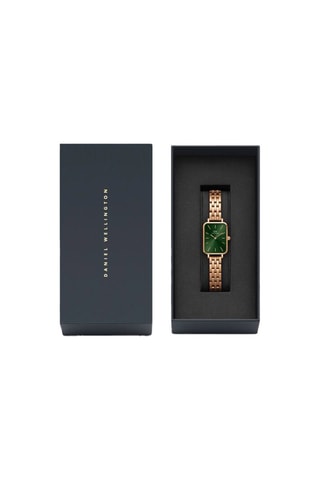Montre à quartz en acier inoxydable Quadro - Doré rose et vert
