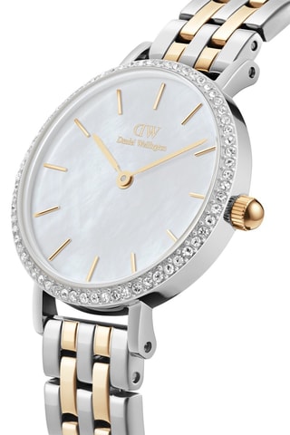 Montre à quartz en acier inoxydable et nacre Petite 28 - Argenté et doré