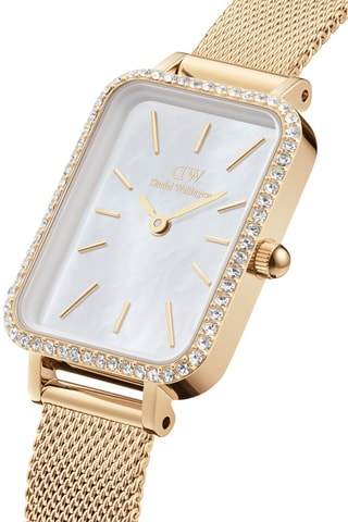 Montre à quartz en acier inoxydable et nacre Quadro - Doré