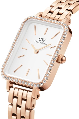 Montre à quartz en acier inoxydable Quadro - Doré rose et blanc