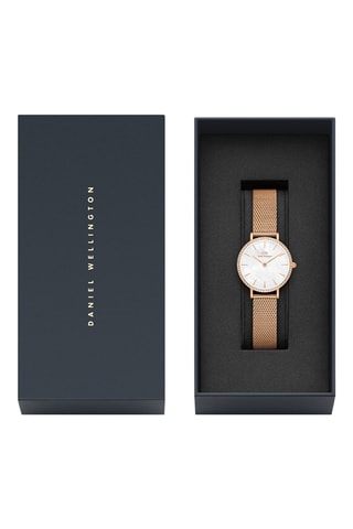 Montre à quartz en acier inoxydable et nacre Petite 28 - Blanc et doré rose