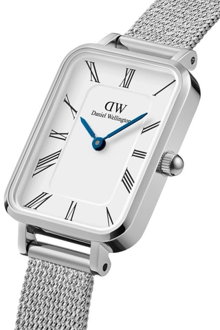 Montre à quartz en acier inoxydable Quadro Roman - Argenté