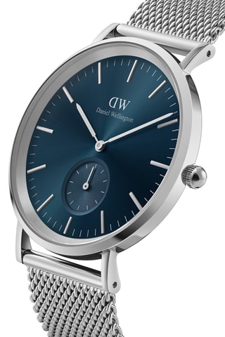 Montre à quartz en acier inoxydable Classic Multi-Eye 40 - Argenté et bleu foncé
