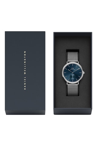 Montre à quartz en acier inoxydable Classic Multi-Eye 40 - Argenté et bleu foncé