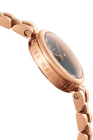 Montre à quartz en acier inoxydable et malachite Elan Lumine 22 - Doré rose et vert