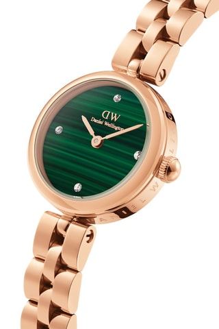 Montre à quartz en acier inoxydable et malachite Elan Lumine 22 - Doré rose et vert