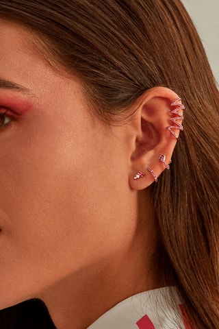 Earcuff Zulu 
Prata folheada a ouro rosa e espinelas