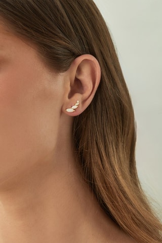 Brincos Prata banhada a ouro amarelo e opalas